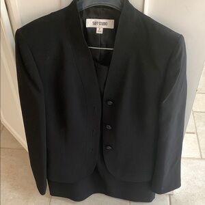 Suit Studio Black Blazer and Matching Midi Skirt Size 6.